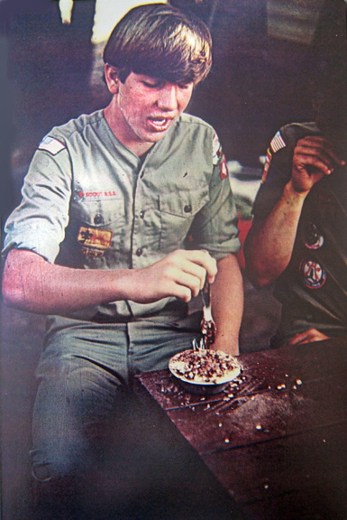 020 - Your Dad, chowing down on a Boy Scout camping trip